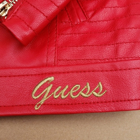 NEW GUESS Dana Faux-Leather Moto Jacket SZ 10 - Picture 5 of 7